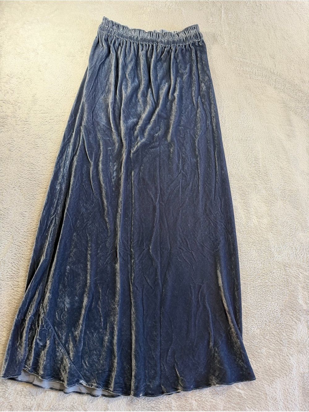 Bryan Emerson Blue Velvet Maxi Skirt Elastic Waist S/M